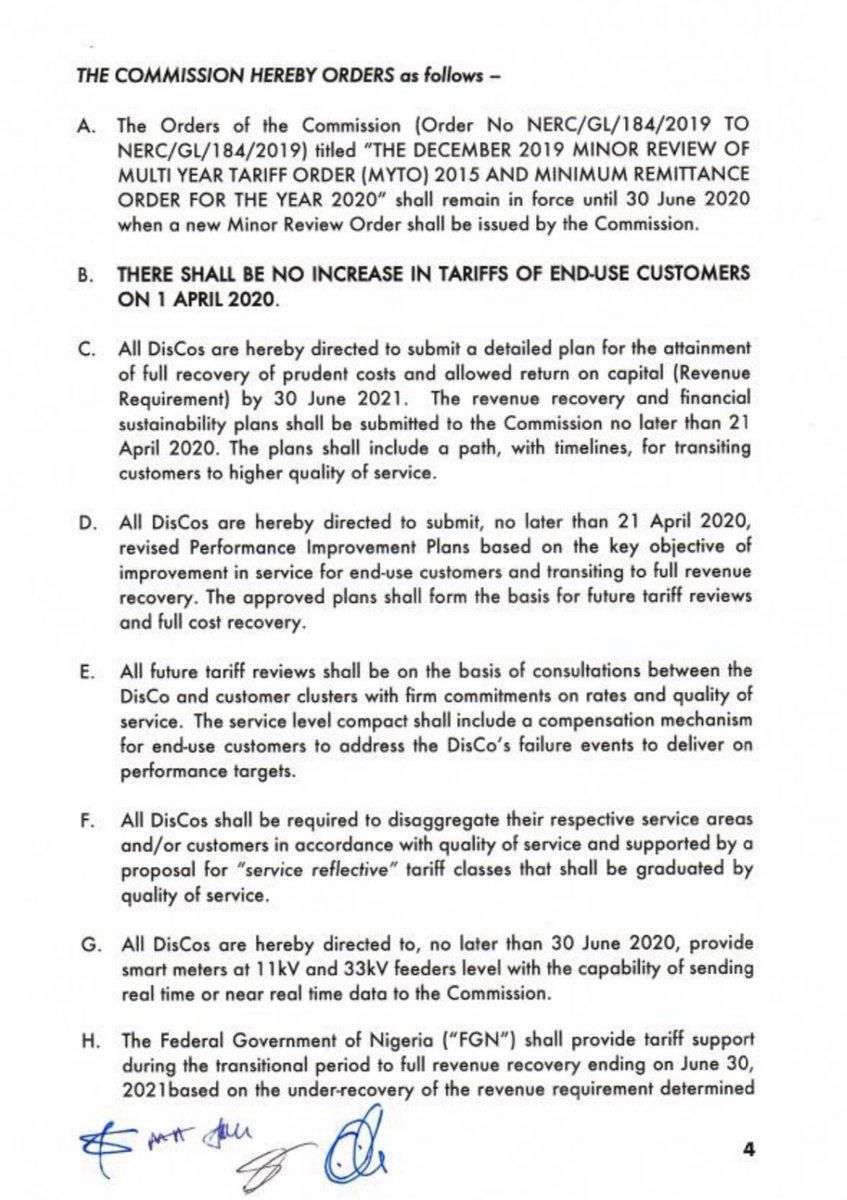 NERC memo to DisCos