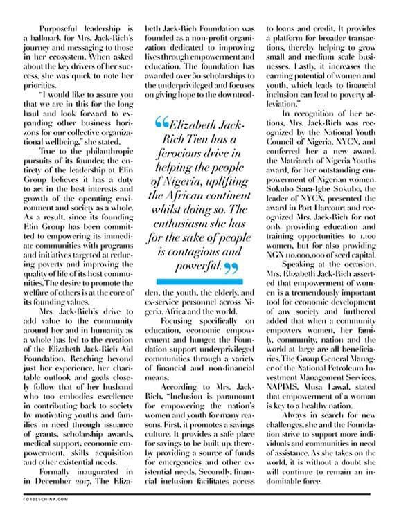 Beautiful Nigerian humanitarian, Dr. Jack-Rich featured In Forbes China May Issue
