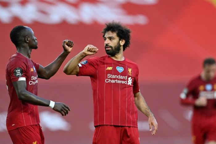 Mohamed Salah (centre) scored on his return to the Liverpool team