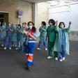 Healthcare workers acknowledged applause as Spaniards thanked them with a clapping tribute Sunday evening