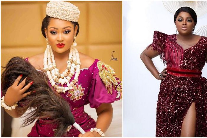 The actress in a post shared via her Instagram page on Monday, April 6, 2020, said the government should please releases the actress, insisting that her twin babies have been crying. [Instagram/UcheElendu] [Instagram/FunkeJenifaAkindele]