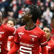 Eduardo Camavinga (R) celebrates what turned out to be the winning goal against Montpellier