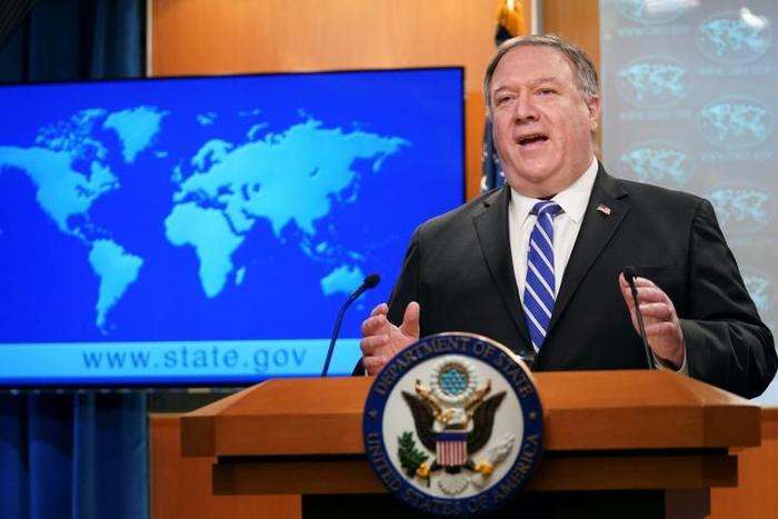 US Secretary of State Mike Pompeo speaks to reporters during a media briefing at the State Department in Washington, DC, on May 6, 2020