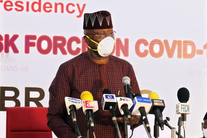 Chairman of the Presidential Task Force on COVID-19, Boss Mustapha. [Twitter/@DigiCommsNG]