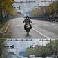This combination of two pictures taken in Wuhan shows a man riding a motorcycle on a street on January 26, and motorists on the same street on April 1