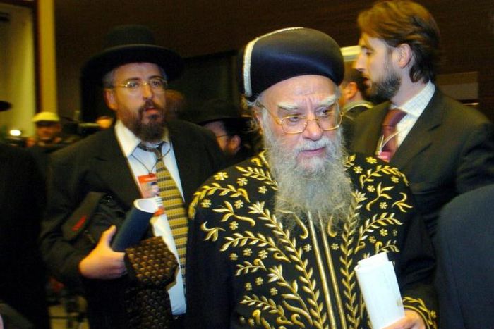 File photo of former chief Rabbi of Israel, Eliahou Bakshi Doron (R) who has died of COVID-19