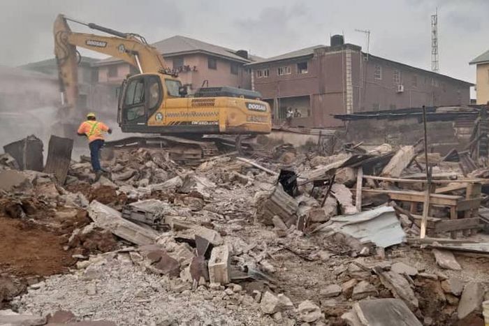 The buildings affected by the Mushin market fire were demolished [LASEMA]