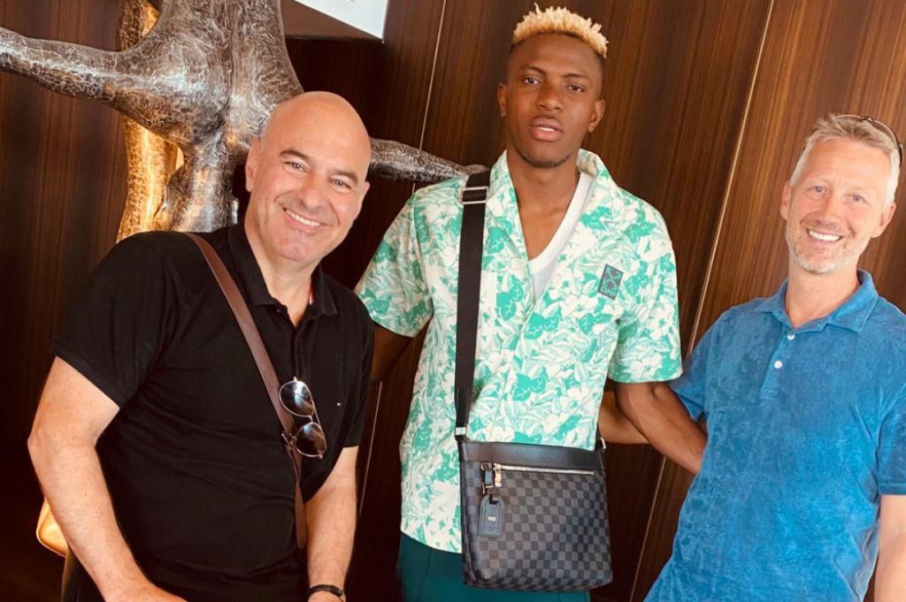 Victor Osimhen with his former agents Jean-Gerard Benoit Czajka and Didier Frenay (Facebook)