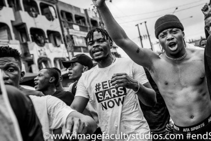 Oxlade was assaulted while Ojah B was arrested during the #EndSars protest on Monday Oct 11, 2020 [Instagram/OxladeOfficial]