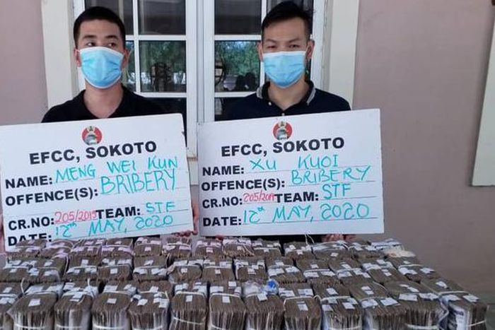 Meng Wei Kun (left) and Xu Koi (right) were arrested on Monday, May 11, 2020 [EFCC}