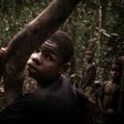 Young Bayaka Pygmies set up camp in the Dzanga-Sangha reserve in March