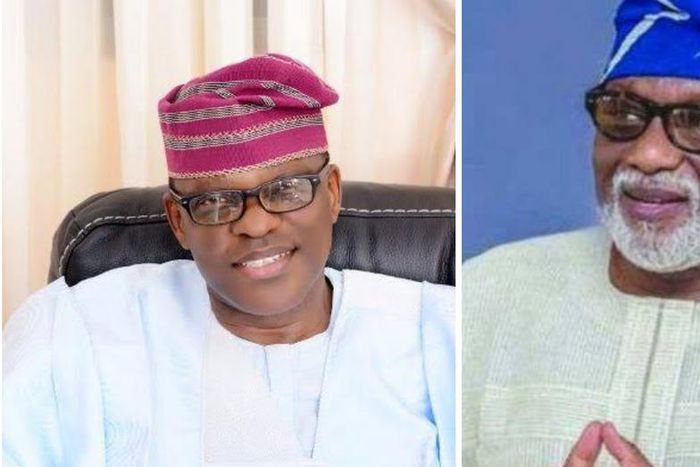 Ondo state Governor and APC candidate, Rotimi Akeredolu and his main contender, Eyitayo Jegede of the Peoples' Democratic Party. [withinnigeria]