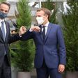 French President Emmanuel Macron, pictured with Mitsotakis, has supported Greece in the row with Turkey