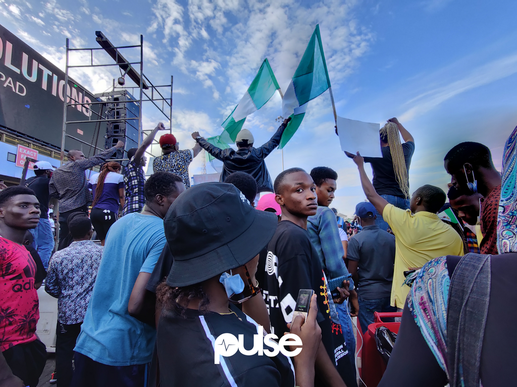 #EndSARS protesters at the Lekki Toll Gate, Lagos