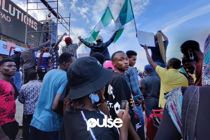 #EndSARS protesters at the Lekki Toll Gate, Lagos