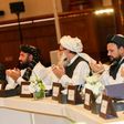 A Taliban delegation (pictured) met with a group of powerful Afghans including political figures in Doha in 2019 amid separate talks with the US seeking to end the long-running conflict