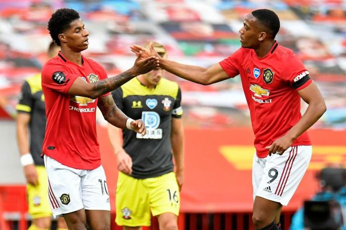 Marcus Rashford (left) and Anthony Martial (right) turned the game around for Manchester United