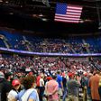 The upper section of the arena is seen partially empty as US President Donald Trump speaks during a campaign rally at the BOK Center on June 20, 2020 in Tulsa, Oklahoma