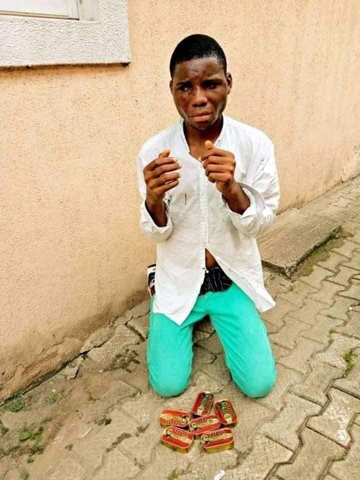 Young man caught in supermarket with tins of sardine around his waist