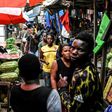 Masks and distancing not required: A market in Dar es Salaam in mid-April