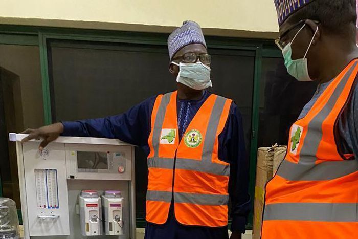 Gov. Matawalle inaugurates Coronavirus sample collection booths in Zamfara. [Twitter/@Bellomatawalle1]