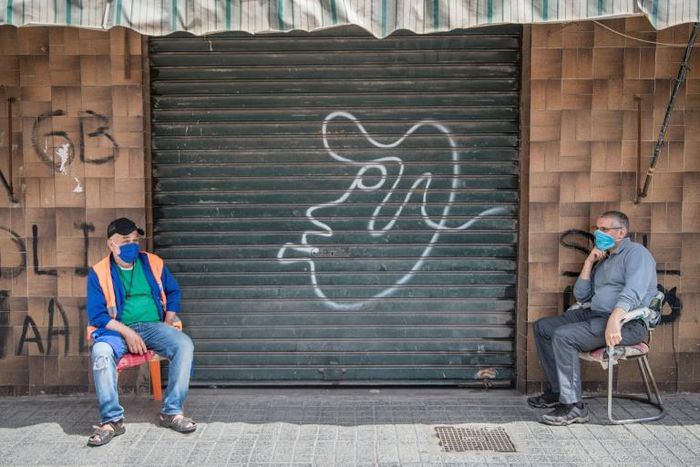 Moroccans wearing protective face masks in Casablanca