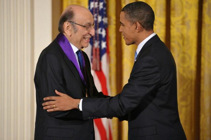 President Barack Obama awarded graphic designer Milton Glaser with the National Medal of Arts at the White House on February 25, 2010