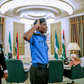 The Inspector-General of Police (IGP), Mohammad Adamu salutes President Muhammadu Buhari. (Channels TV)