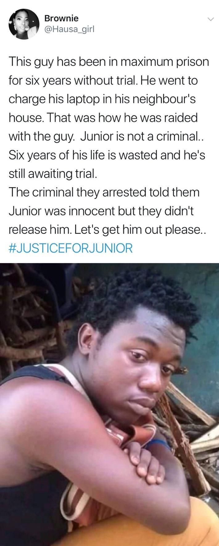 Man in prison for 6 years without trial after being arrested while charging his laptop at neighbour’s house