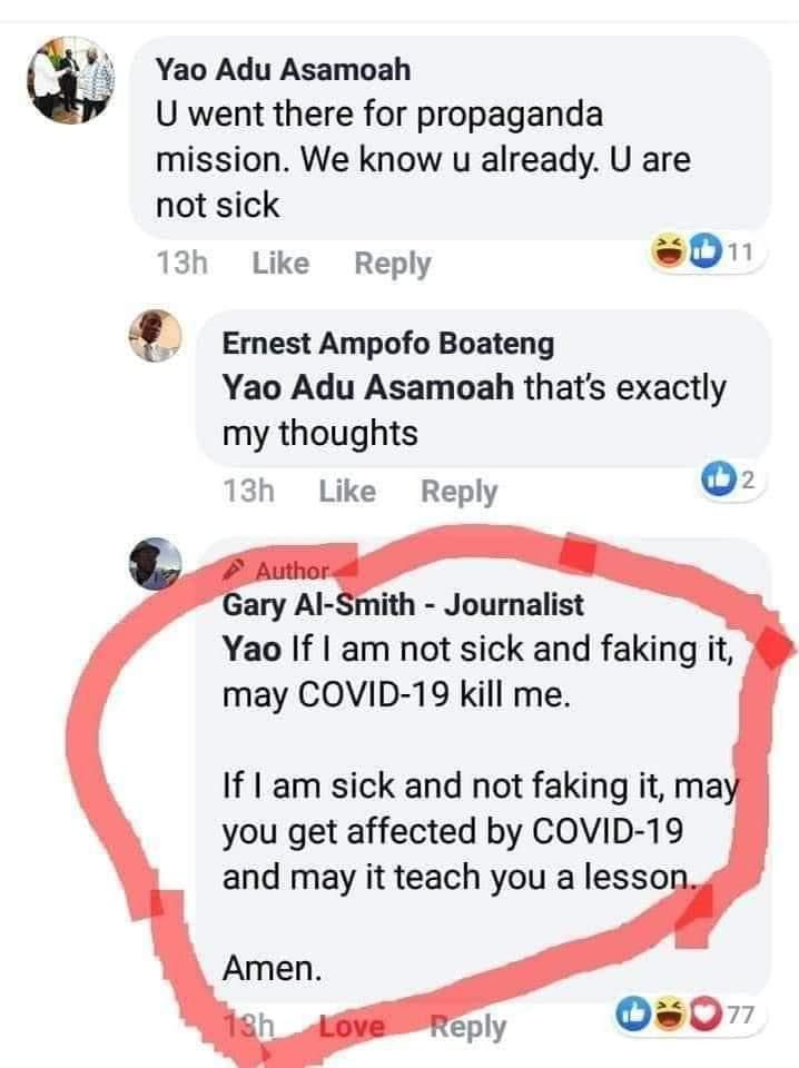 “May you get affected by COVID-19; may it teach you a lesson, Amen” - Gary curses Facebook user