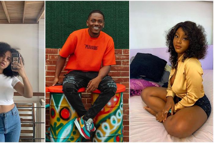 Timini Egbuson's alleged side chic, Toju drags his girlfriend Lydia no Twitter [Instagram/LydiaaGahan] [Instagram/TiminiEgbuson] [Instagram/Tori_Tse]