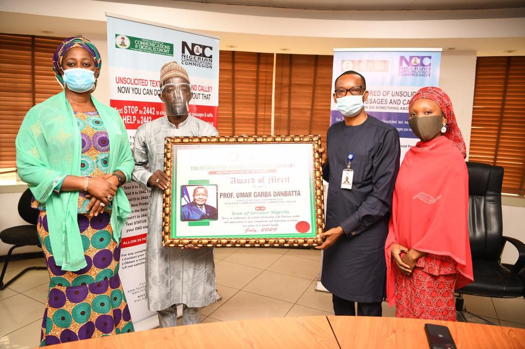L-R: Head, Online Media and Special Publications, Nigerian Communications Commission (NCC), Mrs. Grace Ojougboh; National Co-Coordinator, Youth Coalition Against Corruption (YOCAC), Mr. Dahiru Umaru; Director, Public Affairs, NCC, Dr. Ikechukwu Adinde ...