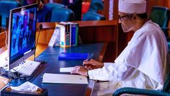 Buhari holds meeting with state Governors via video call. [Twitter/MBuhari]