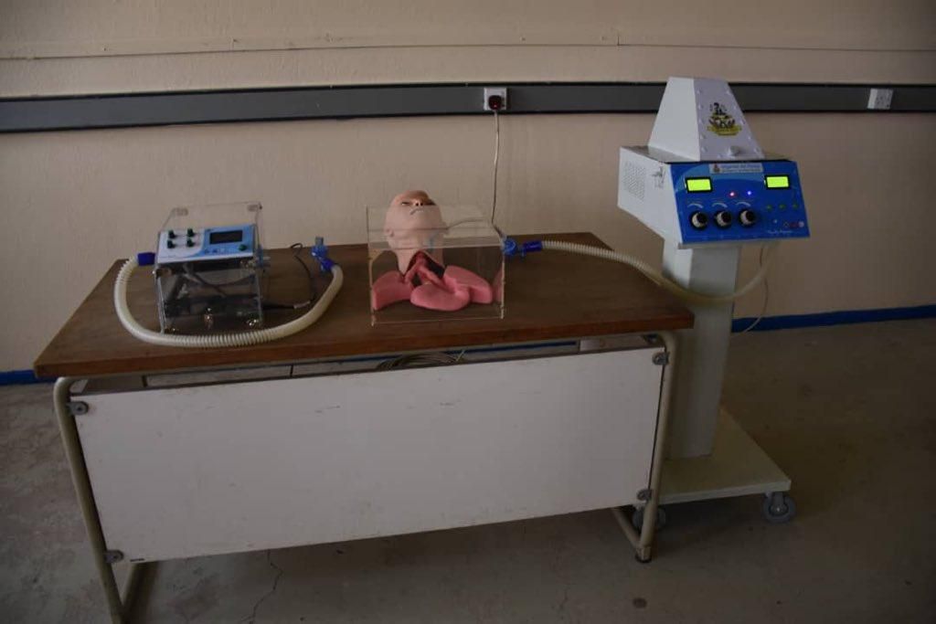 Chief of Air Staff, Air Marshal Abubakar Sadique inspecting the ventilators made by some of his officers. [Twitter/@CAS_AMSadique]