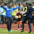 Mamelodi Sundowns coach Pitso Mosimane (L) celebrates winning the 2016 CAF Champions League