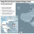 Map of the island of Lesbos, locating the the Moria refugee camp, the largest in Greece, which was destroyeed by fire Wednesday morning.