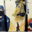 A mural paying tribute to frontline workers in Zapopan, state of Jalisco, Mexico