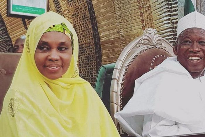 Governor Abdullahi Ganduje of Kano State and his wife, Hafsat Ganduje. [Vanguard]