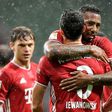 Goalscorer Robert Lewandowski is hugged by Jerome Boateng during Tuesday's 1-0 win at Werder Bremen