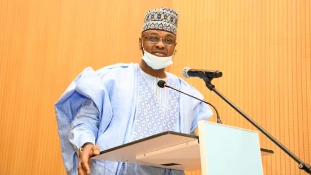 Honourable Minister of Communications and Digital Economy, Dr. Isa Pantami while delivering his inauguration speech.