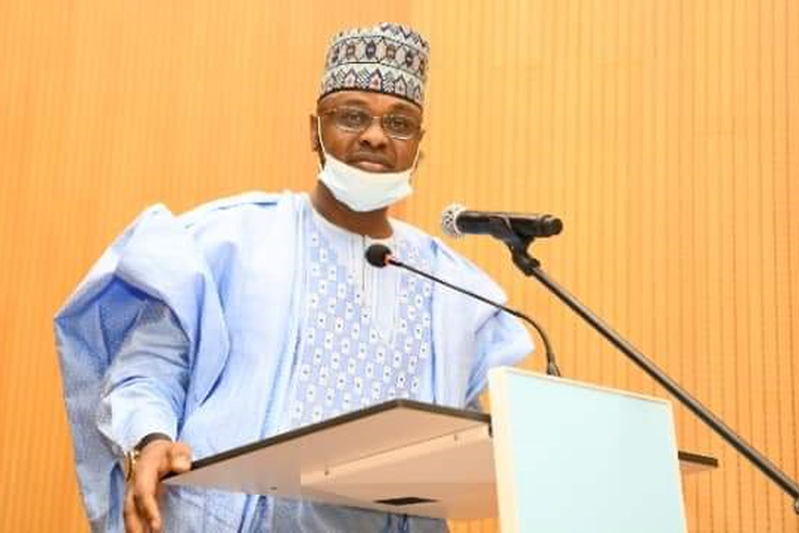 Honourable Minister of Communications and Digital Economy, Dr. Isa Pantami while delivering his inauguration speech.