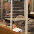 Syrian defendants Anwar Raslan (L), 57, and Eyad al-Gharib (R), 43, wait in the courtroom before the start of an unprecedented trial on state-sponsored torture in Syria, at court in Koblenz, western Germany
