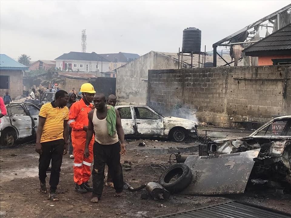 Gas explosion at Cele Bus Stop in Iju Ishaga, Lagos on Thursday, September 24, 2020 [LASEMA]