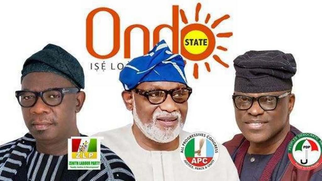 The forthcoming election in Ondo is a contest between Agboola Ajayi of ZLP, Gov Rotimi  Akeredolu of APC and  Eyitayo Jegede of PDP (SignatureTV)