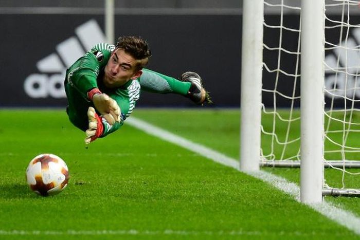 Goalkeeper Jonathan Klinsmann, making a save for Hertha Berlin, has signed with Major League Soccer's Los Angeles Galaxy