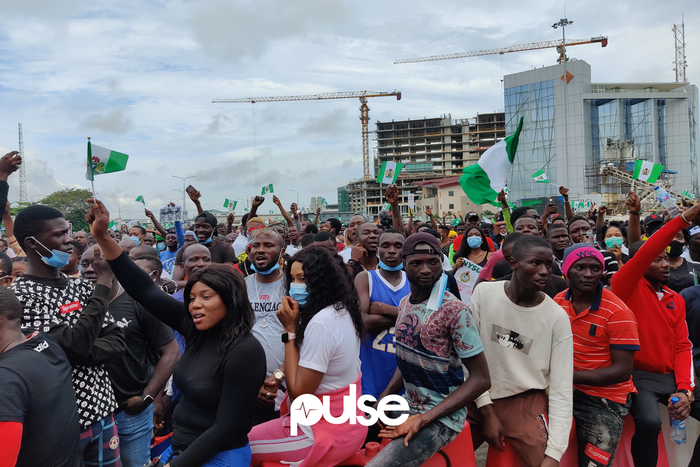 #EndSARS protesters at the Lekki Toll Gate, Lagos