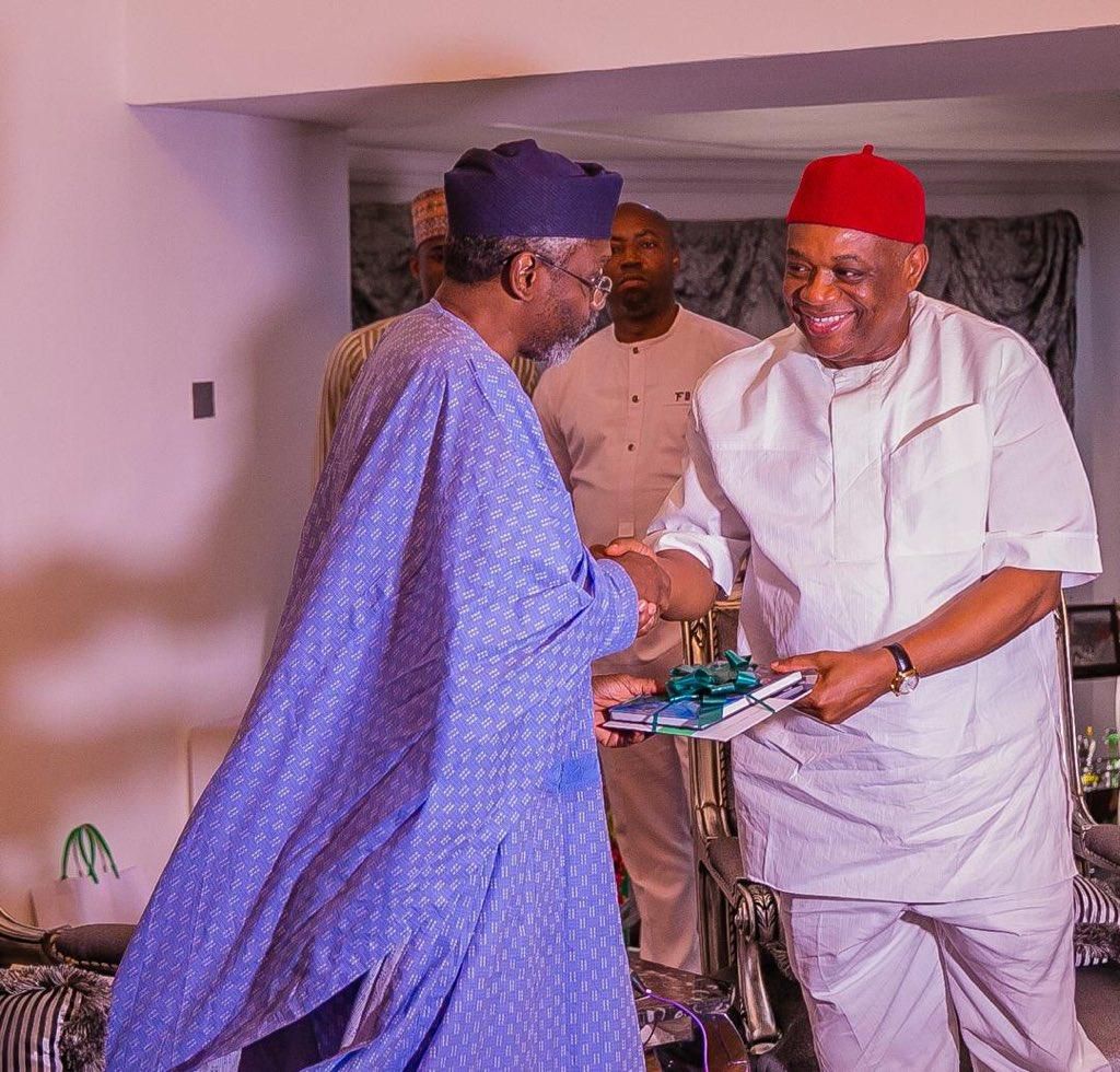 Former Abia Governor and Senator-Elect, Chief Orji Uzor Kalu and Mr Femi Gbajabiamila  [Twitter/@femigbaja]
