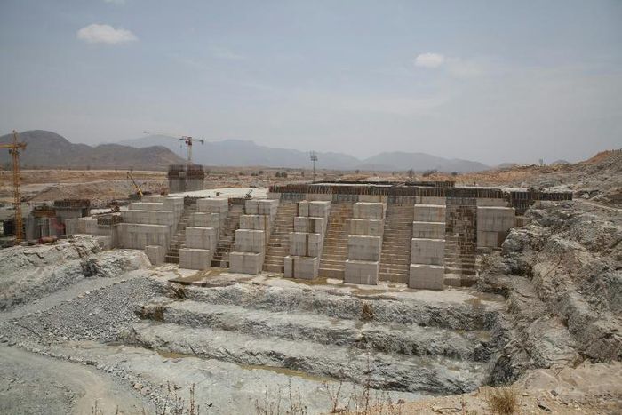 General view of construction works at the Grand Ethiopian Renaissance Dam (GERD), near Guba in Ethiopia