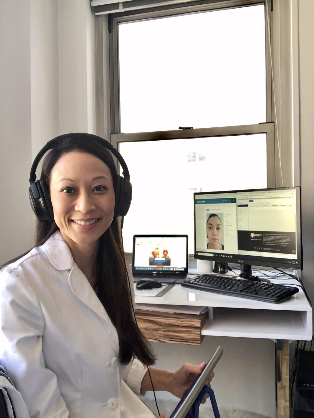 Dr. Levins teledermatology set-up at home.