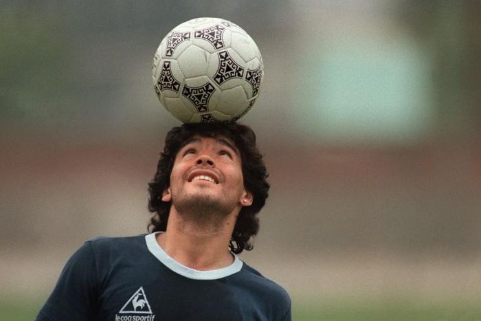 Maradona in training with Argentina at the 1986 World Cup in Mexico